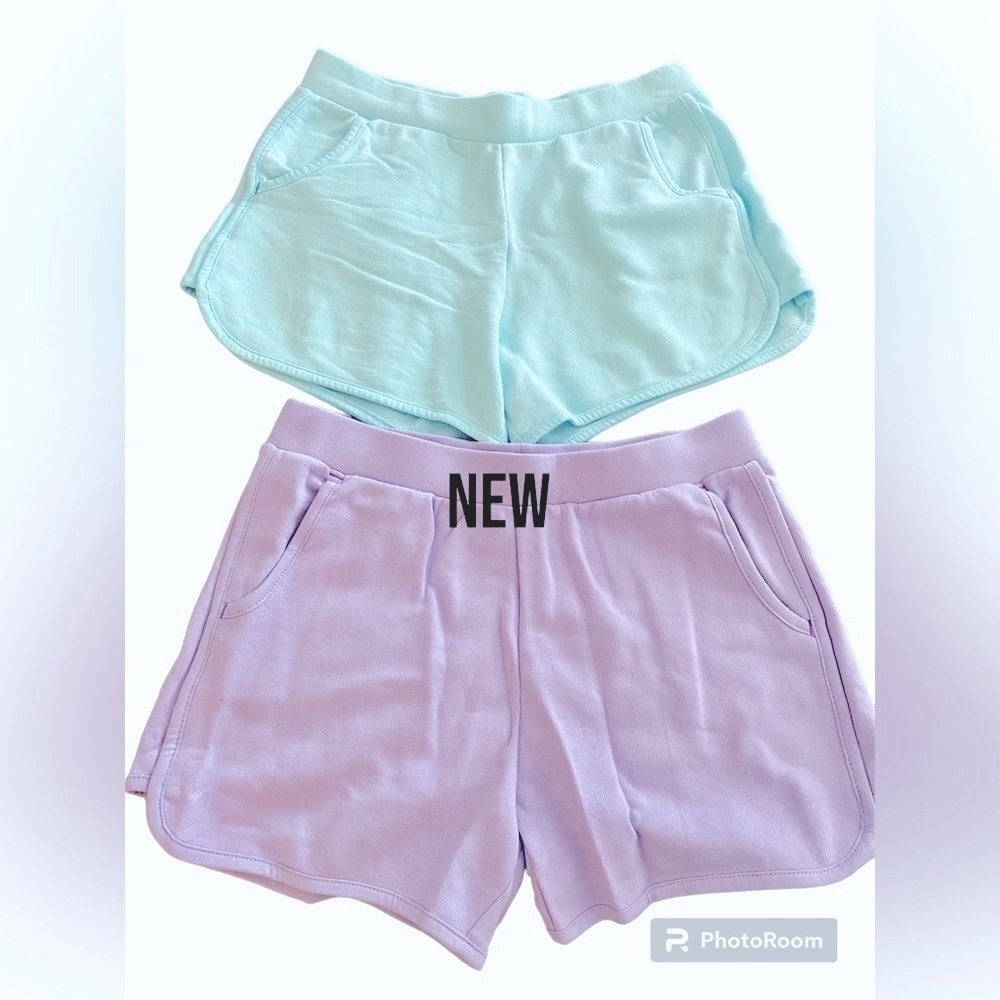 Lands’ End French Terry Shorts Girl’s 14 PLUS Pull-On Purple Blue